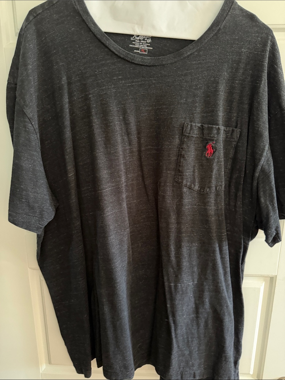 Polo by Ralph Lauren Charcoal Heather Pocket Tee with Red Pony